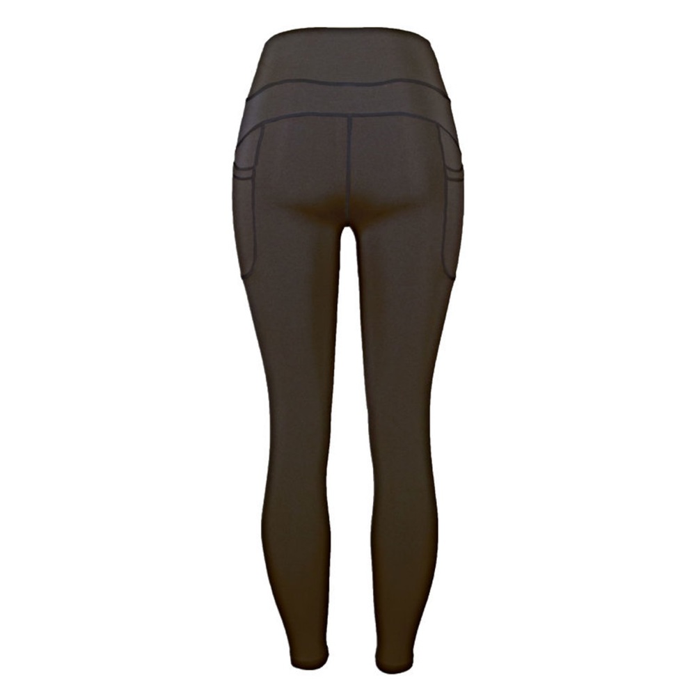 Full Length (with Pockets!) Mesh Panel Black Leggings - Picture 4 of 6